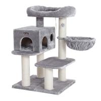 Rascador para gatos con plataforma, tumbona de cesta, cueva grande, postes gruesos de sisal, estable, en beige o gris - details 5