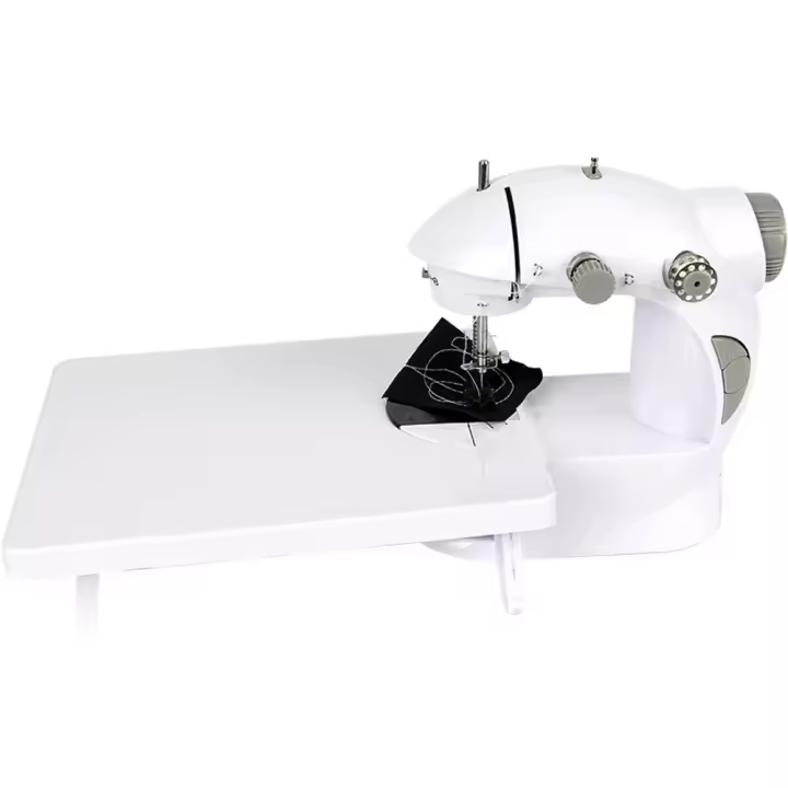 Mini máquina de Coser, Mini Máquina de Coser Eléctrica Semiautomática with Pedal y Lámpara Integrada, máquina de Coser ajustable de 2 veldades, Incluye 4 baterías, enhebrador y Aguja - 1