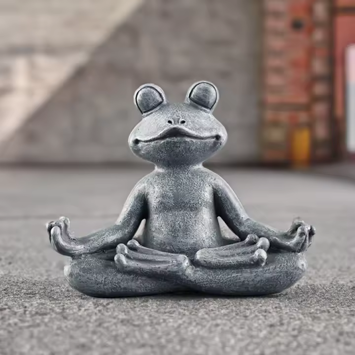 Estatua De Rana De Meditación Zen - Decoración De Yoga Hecha a Mano Para Jardín Y Hogar Accesorios De Micro Paisaje Regalo Único Con Serenidad - 1
