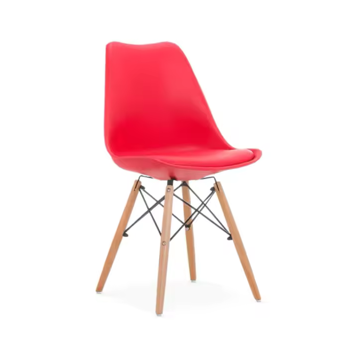 ORION91 Silla ATRIA Color Rojo Asiento Acolchado Piel Sintética y Patas Haya 49x84x52,5cm Comedor Oficina Salón Teletrabajo Cocina - SpazioLuzio - 1