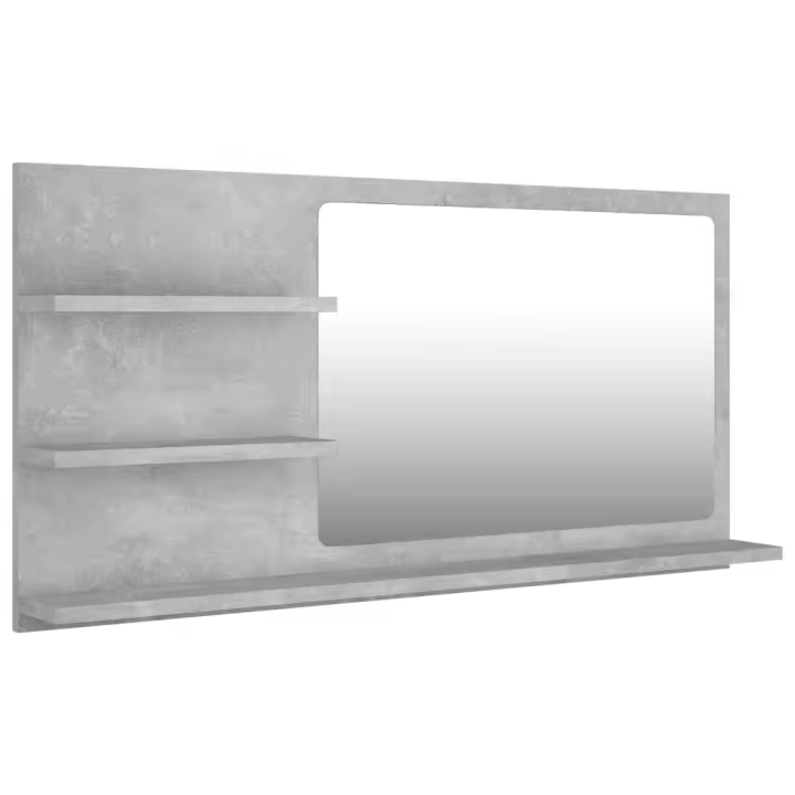Espejo de baño Madera contrachapada gris Hormigón 90x10,5x45 cm - 1