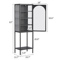 Gabinete Estantería Metal with Puerta de Vidrio Temperado | 5 Grados + 3 Estantes Ajustables | Estructura Robusta para Cocina, Comedor, Sala y Baño | Dimensiones 160x50x35 cm - details 8