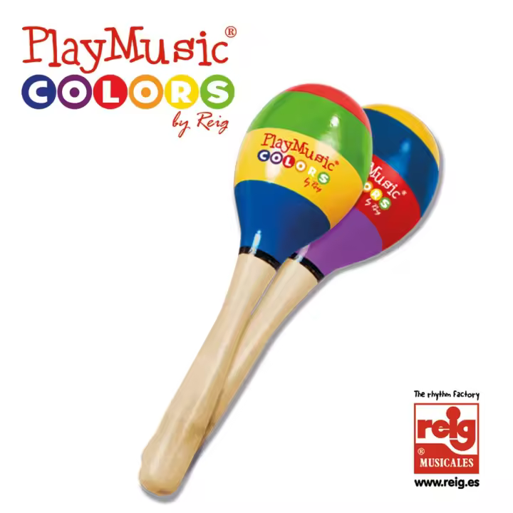 Maracas De Madera Pintadas, 20 Cm. (Reig 7049) - 1