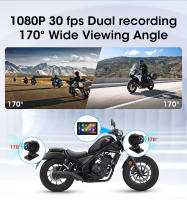 Pantalla Táctil IPS De 7" JMCQ Para Motocicleta Con DVR Dashcam Wireless Carplay Android Auto Cámara Frontal Y Trasera Grabadora Impermeable IPX7 - details 6