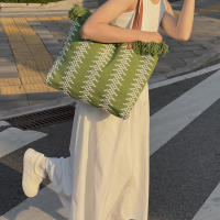 Bolso De Mano Casual Grande Para Playa Y Compras Bolso De Hombro Mujer Bolsa De Compras Con Manija Superior Bolso De Mujer De Lino Con Cierre Hasp - details 6