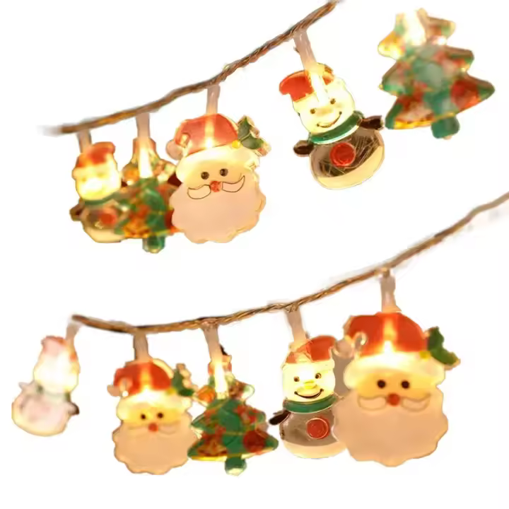 Cadena De Luces Navideñas Con Santa Claus Y Payaso De Navidad LED Operadas Por Batería Decoración Para Fiesta Y Año Nuevo - 1