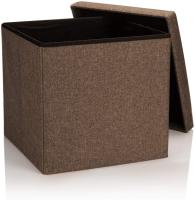 GREATOOL Taburete Plegable,Poliester, 38 X 38 X 38CM, Taburete de Lino Cajas de Almacenaje, Reposapiés Cuadrado, Puff Almacenaje Cuadrado con Tapa - details 3