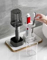 Juego De Organizador De Dientes Y Cepillo Minimalista Con Vaso Para Lavar La Boca Tumbler Y Soporte Espacioso Para Baño Material PP Tipo De Instalación Tipo De Piso - details 3
