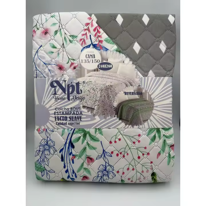 ILOVEHOME  Colcha Bouti Verano Reversible - Edredón Ligero y Transpirable para Cama 90/105/135/150 cm - Estampado Moderno - Solo Colcha, Sin Fundas de Cojín - Poliéster Suave - 1