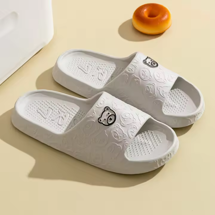 Pantuflas De Hombre Moda Verano Interior Antideslizantes Suave Cómodas Para Mujer Pareja Estilo Casual Imagen Oso - 1