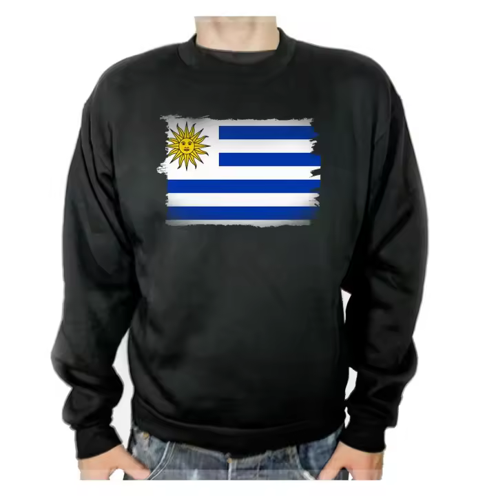 MERCHANDMANIA SUDADERA NEGRA bandera uruguai logo latinoamerica pais hispanoamerica adulto poliester algodón sweatshirt - 1