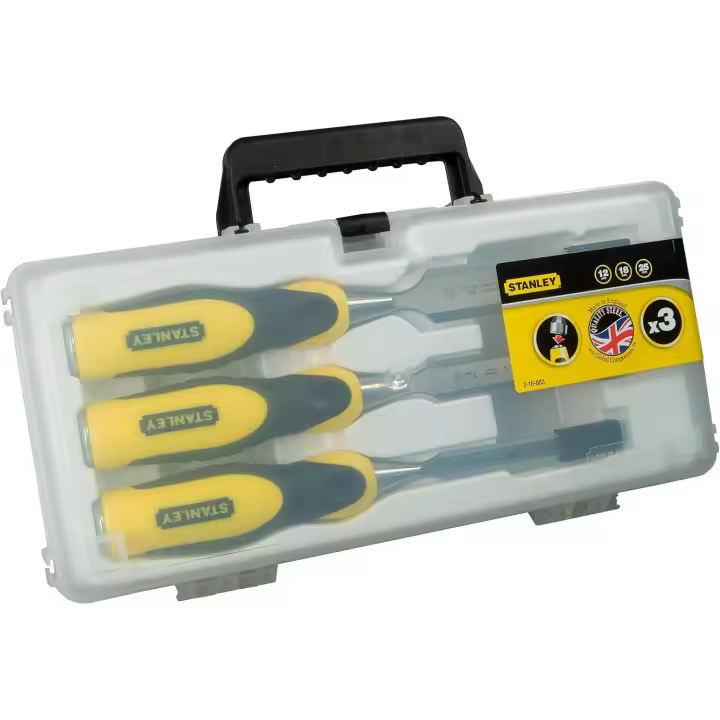 Juego de 3 Formones Stanley® de Filo Biselado 10mm, 15mm, 20mm - 1