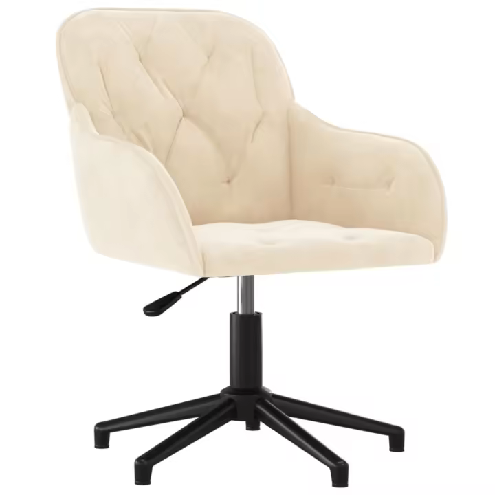 Silla de Oficina giratoria de terciopelo color crema - 1