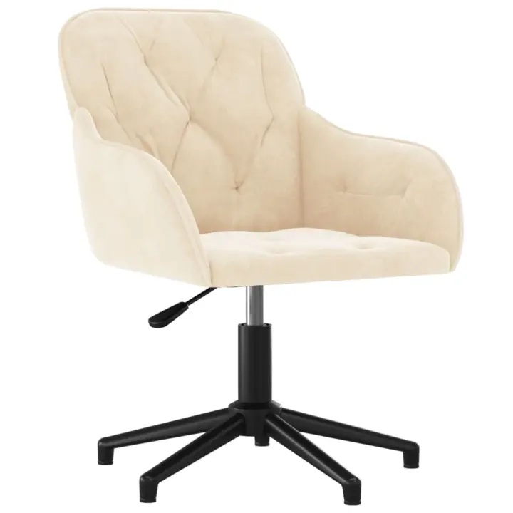 Silla de Oficina giratoria de terciopelo color crema - 1