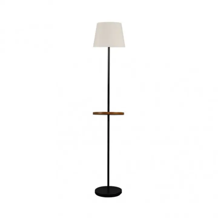 FABRILAMP 156841009 | Pie Salon Acero 1xe27 Negro C/pantalla Beis  C/mesita Aux. Incorporada 168x30x30 Cm - 1