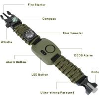 Brújula termómetro silbato Cuchillo Luz LED para Exteriores, Exploradores Pulsera de supervivencia al Aire Libre para Umbrellas y Mujeres, Kit de pulsera Militar with Pedernal - details 0