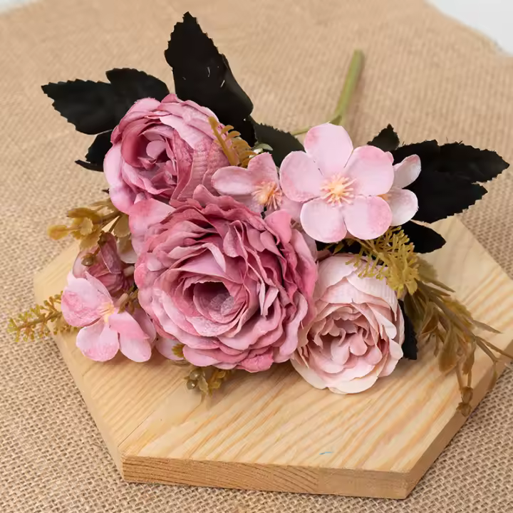 Retro Lirio De Otoño Artificial En Seda Para Boda Decoración De Navidad Y Hogar Peonía Y Esterilla Flores Falsas Accesorios De Fiesta - 1