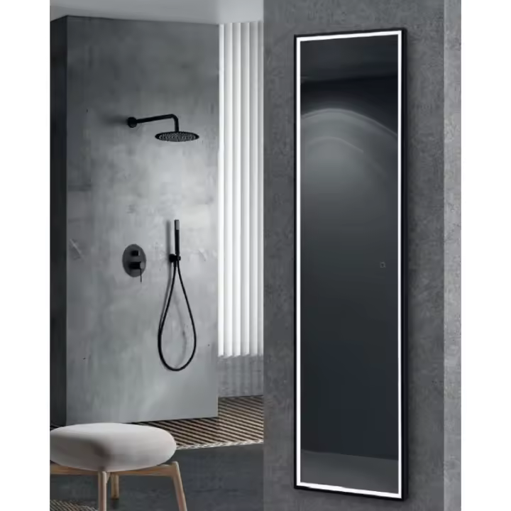 LEDIMEX YORK NEWY021/160NG Espejo rectangular con sistema antivaho y marco de aluminio negro mate 160x40 - 1