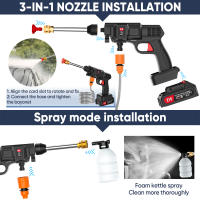 21V Pistola de agua de alta presión sin cable para uso doméstico 200W motor de cobre puro 5L gran caudal larga duración con doble batería + tubo de 5m limpiador de coche de jardinería - details 6