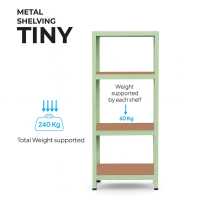 Ociodual Estanteria Metalica Tiny Verde, Estante Ideal para Hogar, Estanterias Trastero, Muebles, Oficina, Estanterias Almacenaje Divisible, Sin Tornillos, 240kg, 4 Baldas MDF, 150x60x30cm - details 7