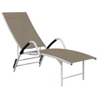 vidaXL Tumbona de textilene y aluminio Negro, Crema, Taupé Sillas de Exterior Ideal para jardín, playa, piscina, terraza Tumbona Piscina Tumbonas Playa Tumbonas Jardín Exterior - details 1