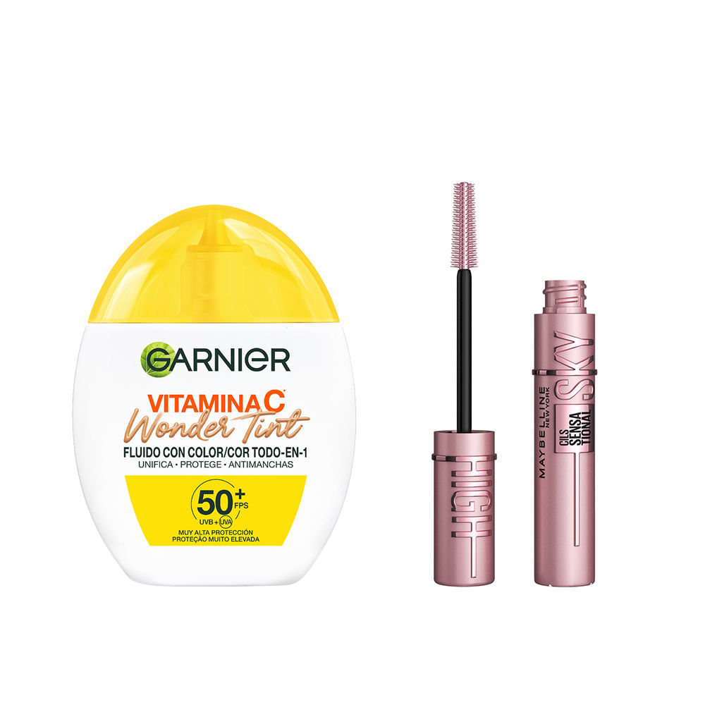 Garnier | Garnier Vitamina C Wonder Tint SPF50+, tono medio 40ml + Lash Sensational Sky High máscara de pestañas. Pestañas con altura