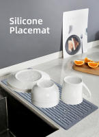 Alfombrilla De Secado De Platos De Silicona 41x15cm Grande Para Encimera Alfombrilla De Drenaje Para Platos Y Trivet De Silicona Moderno Y Ecológico - details 1
