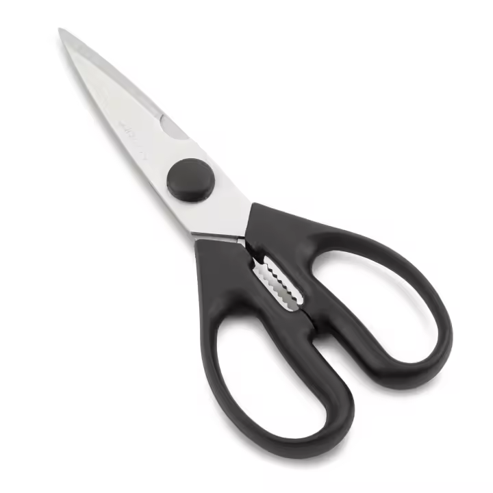 Arcos Tijeras de Cocina de Acero Inoxidable Nitrum. 195 mm - 154 gr. Mango ergonómico polioximetileno POM. Serie Prochef. Borde liso y elegante mango. Color negro. - 1