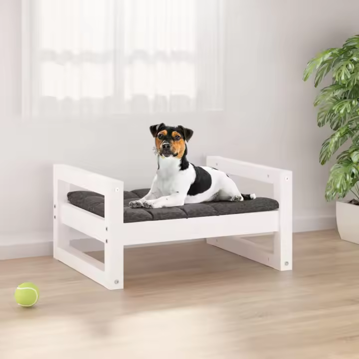 Cama para Perros Madera maciza de Pinino Blanco 55,5x45,5x28 cm - 1
