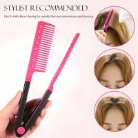 Juego de peine para enderezar El Cabello, paquete de 2 peines de Hierro Plano para Cabello Hermoso, peine para enderezar El Cabello con agarre de firma, Rosa - details 2