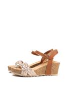 Lyla Wang sandalias doradas cuñas medianas de corcho con plataforma con tiras trenzadas mujer con hebilla - details 0