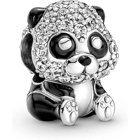 Pandora Moments - Colgante de oruga de plata de ley con cristal negro, esmalte rosa y rosa oscuro，Incluye Caja Original - 1