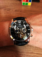 Reloj De Mezclilla Forsining Para Hombre Lujo Automático Mecánico Estilo Casual Mostrador Multifuncional Negro Dorado - details 11