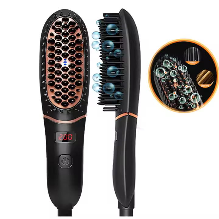 Cepillo De Pelo Cerámico Eléctrico PTC Peine Calentador De Barba Portátil Herramientas De Estilo Máxima Temperatura 240 °C Secado Seco Y Húmedo - 1
