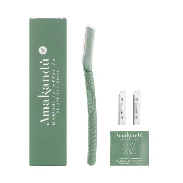 Amakandu_Maquinilla de Afeitar Facial_Maquinilla de precisión para recortar y delimitar las cejas y resto de vello facial de forma rápida y eficiente. Dermaplaning facial tool. Plastic Free. Unisex - 1