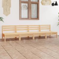 vidaXL Juego de muebles de jardín 4 pzs madera maciza pino en color Marrón miel/Marrón/Blanco y más | almacenamiento funcional diseño moderno para baño dormitorio sala - details 1