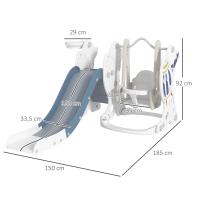AIYAPLAY Juego de Tobogán y Columpio para Niños 3 en 1 Columpio para Niños de 18-48 Meses Tobogán para Bebés con Aro de Baloncesto Carga 30 kg 150x185x92 cm Blanco y Azul - details 2