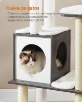 Torre para Gatos de 165 cm con 5 Postes Rascadores, Cojines Lavables, Plataforma y Cueva, Mueble de Interior para Gatos, Gris Niebla - details 5
