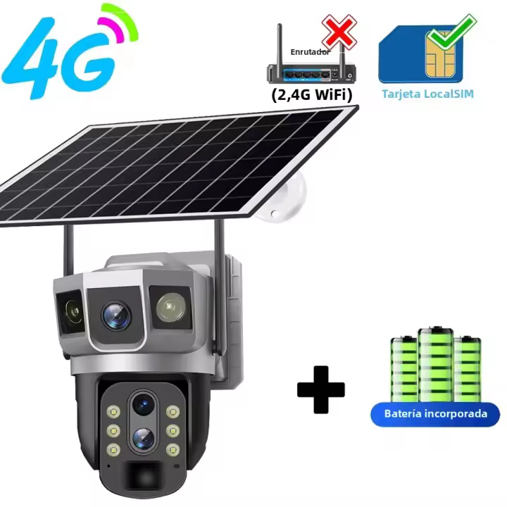 Cámara De Seguridad Solar WiFi Exterior Con Lente De 3 Enlaces Zoom 10X Vigilancia CCTV IP Para Hogar Inteligente Protección Video - 1