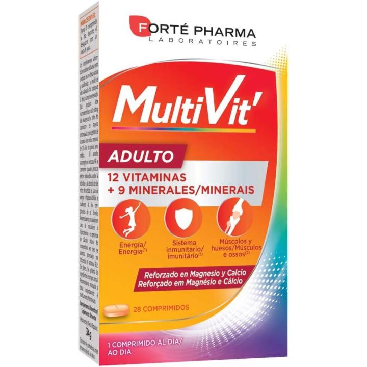 Forté Pharma MULTIVIT ADULTO, 28 Comprimidos  -Multivitamínico para Disminuir la Fatiga y Mantener la Energía.