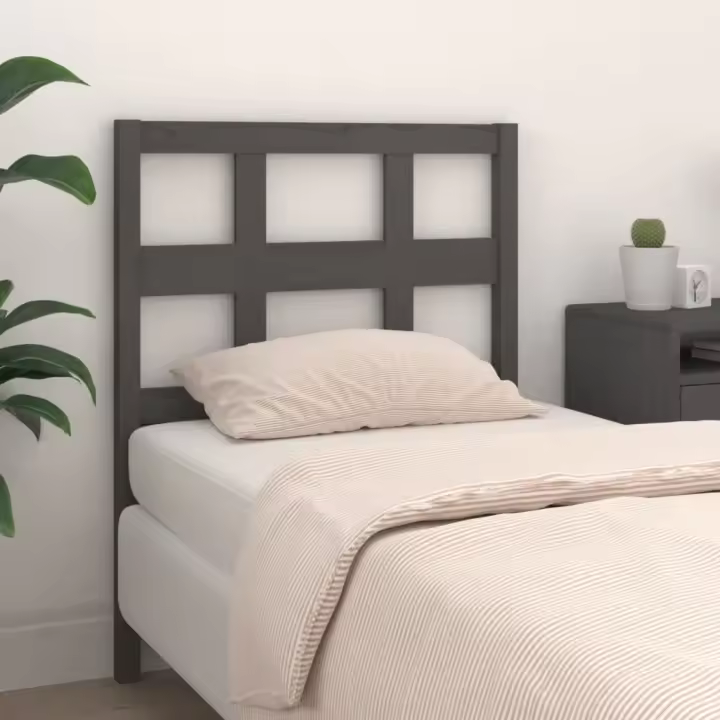 vidaXL Cabecero de cama madera maciza de pino gris 95,5x4x100 cm - 1