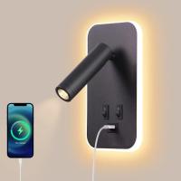 Lámpara De Pared LED Rotativa Con Interruptor Y Puerto USB Para Lectura Y Estudio Luz De Iluminación Moderna Para Dormitorio Y Sala - details 6