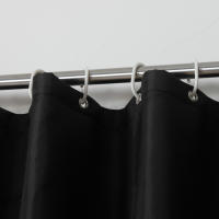 Cortinas de ducha negras modernas, tela impermeable de Color sólido, cubierta de baño grande y ancha con gancho - details 3