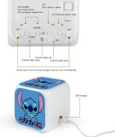 Reloj despertador digital Mesita de noche Punto Blanco Despertadores para niños with 7 Luces LED que camban de color (barería no incluida) - details 2
