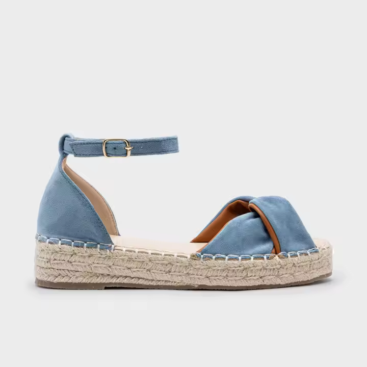 Sandalias de Esparto con Lazo y Correa al Tobillo, Alpargatas Planas Mujer, Conjunto Primavera Verano para mujer - 1