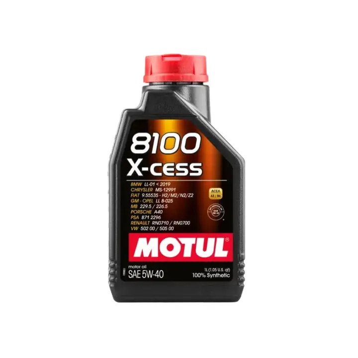 Motul Aceite de Motor 100% Sintét 8100 X-CESS 5W-40 - Para Coches Potentes y Recientes - Lubricante de Alto Rendimiento - 1