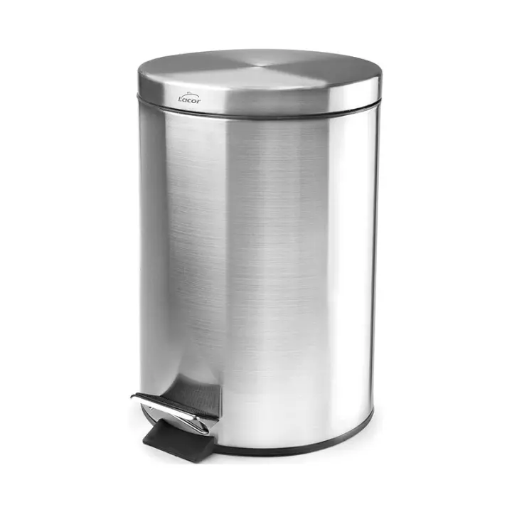 SUINGA Papelera fabricada en acero inoxidable con pedal y cubo para baño, Capacidad de 20 litros, 29x45 cm - 1