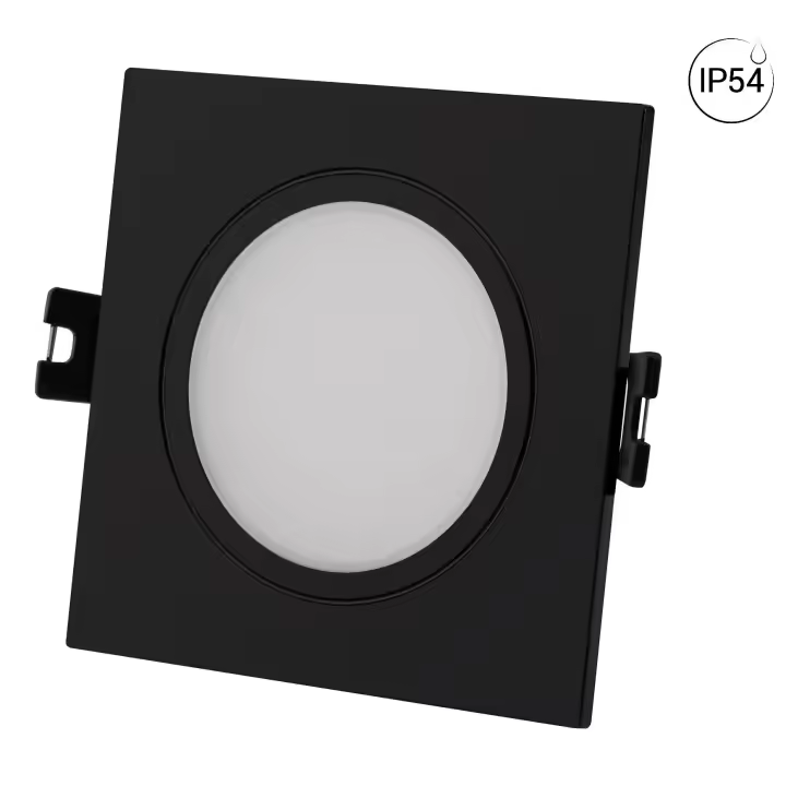 Barcelona LED Aro downlight cuadrado para bombilla GU10/MR16 - Difusor opal - Corte Ø 75-80 mm - IP54 - 1