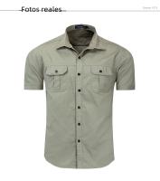 Camisa Militar Para Hombre Fredd Marshall 100% Algodón Manga Corta Estilo Casual Con Bolsillos Traje De Trabajo Tatting Abierta Por Encima - details 6
