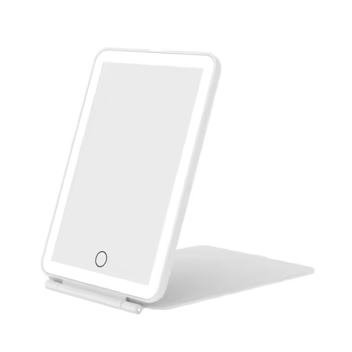 Espejo De Maquillaje Portátil LED Plegable Con 3 Modos De Luz Recargable Por USB Pantalla Táctil Colorido Espejo Cosmético Para Viajes - 1